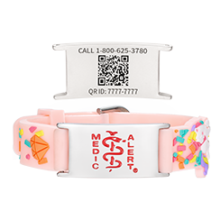 QR Code Child Titanium Medical ID Bracelet Peachy Pink
